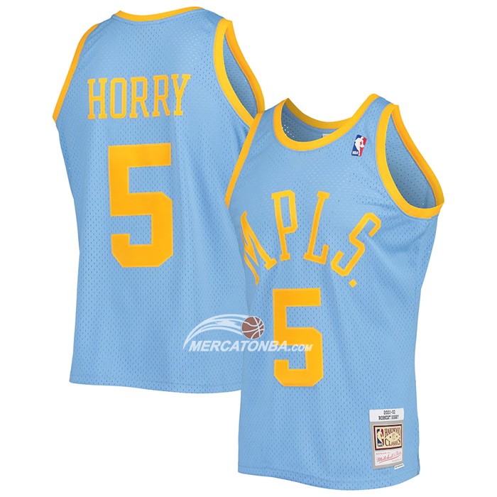 Maglia Los Angeles Lakers Robert Horry NO 5 Mitchell & Ness 2001-02 Blu